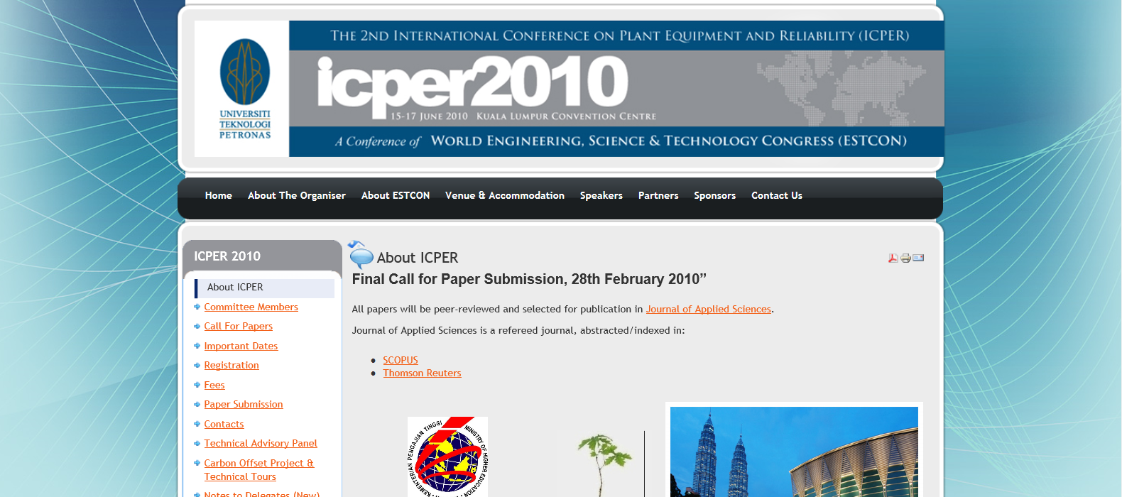 ICPER 2010 webiste